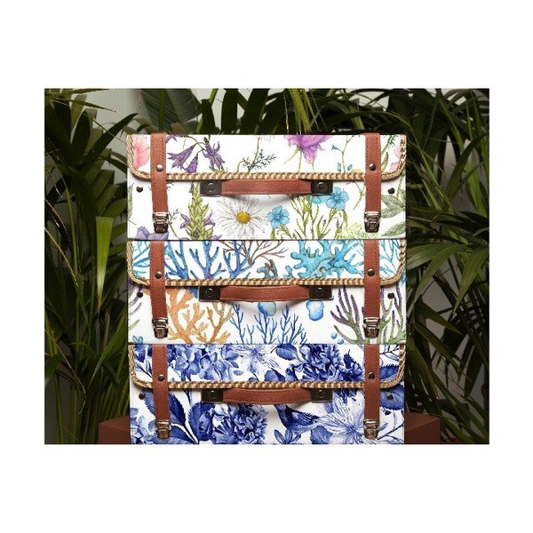 Kufr Surdic Valise Blue Flowers s motivem květin, 31 x 40 cm-image-1