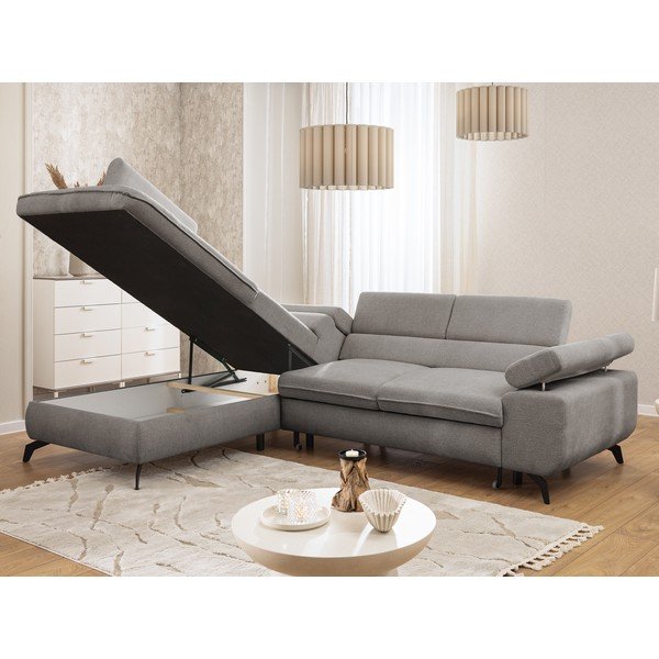 Světle šedá žinylková rohová pohovka (levý roh/do L) Marbeya  – Ropez-image-4