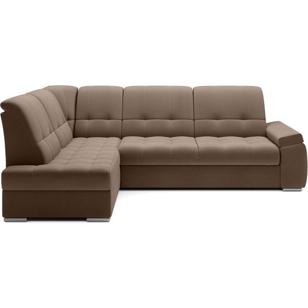 Hnědá sametová rozkládací/s úložným prostorem rohová pohovka (levý roh/do L) Sado – ELTAP-image-2