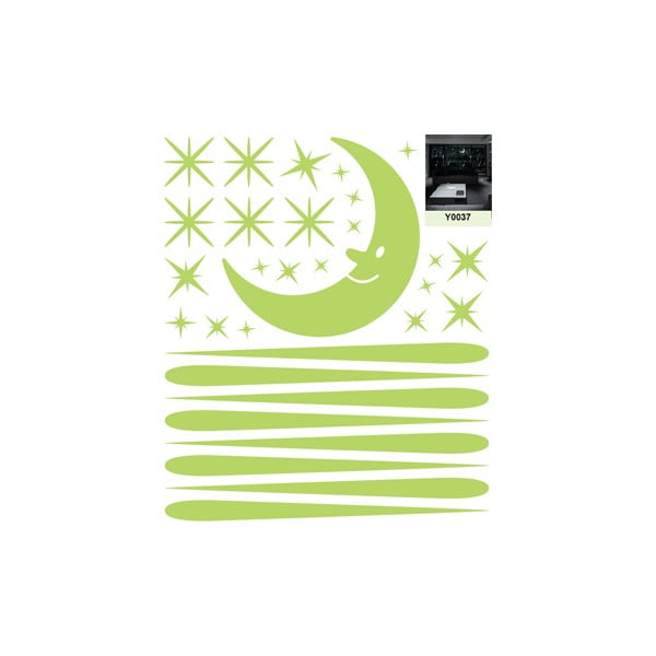 Nástěnné samolepky svítící ve tmě Ambiance Moon And Falling Stars-image-1