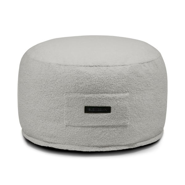 Světle šedý taburet z textilie bouclé Om 60 – SLOWDOWN