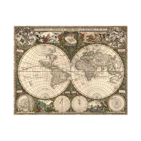 Fotoobraz Mapa Světa, Frederick 1660, 90x70 cm