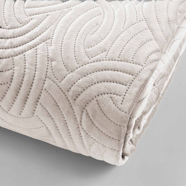 Krémový sametový set přehozu a povlaku na polštář 240x260 cm Solange – douceur d'intérieur-image-2