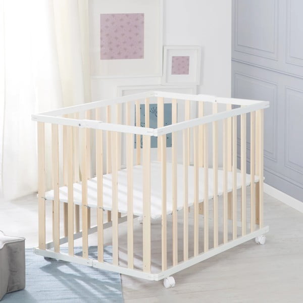 Dětská ohrádka v bílo-přírodní barvě 100x75 cm – Roba-image-4