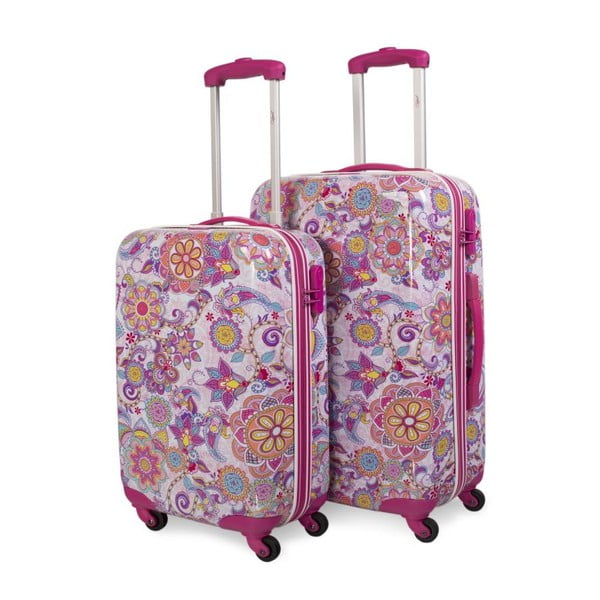 Sada 2 ks kufrů SKPA-T na kolečkách, růžový vzor