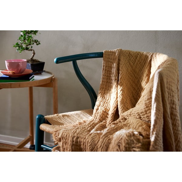 Béžový přehoz na dvoulůžko 240x260 cm Reloved – JUNA-image-3