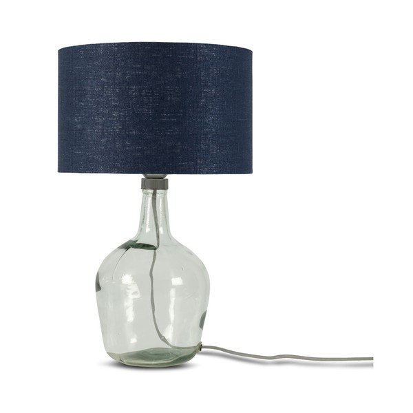 Stolní lampa s tmavě modrým stínidlem a konstrukcí z recyklovaného skla Good&Mojo Murano, ⌀ 30 cm