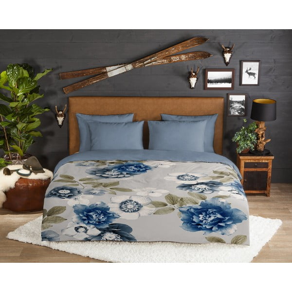 Modro-šedé flanelové povlečení na jednolůžko 140x200 cm Gabin – Good Morning-image-1