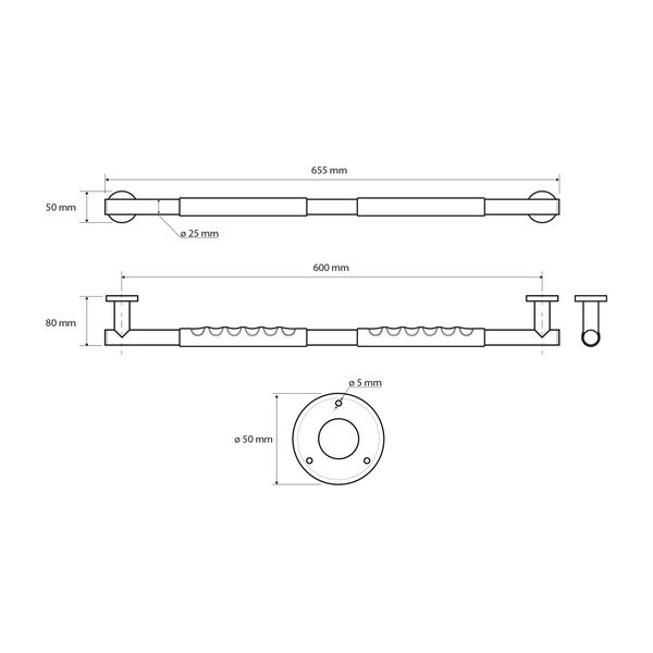 Nástěnné madlo do koupelny z nerezové oceli 65,5 cm – Sapho-image-1