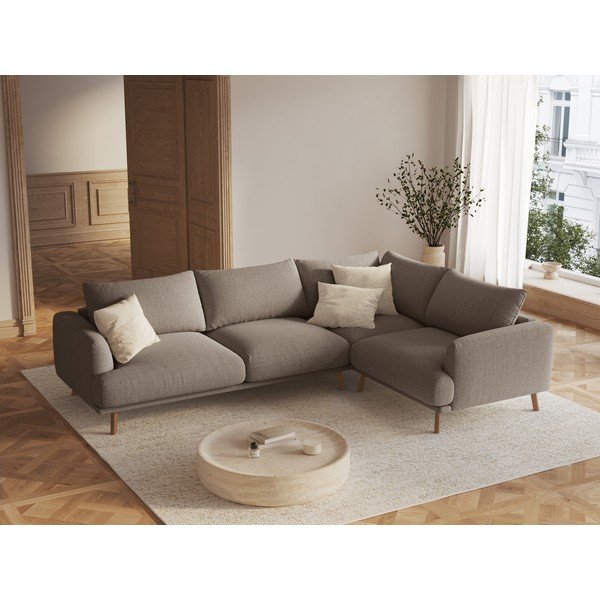Taupe rohová pohovka (pravý roh/s lenoškou) Naomi – Micadoni -image-1