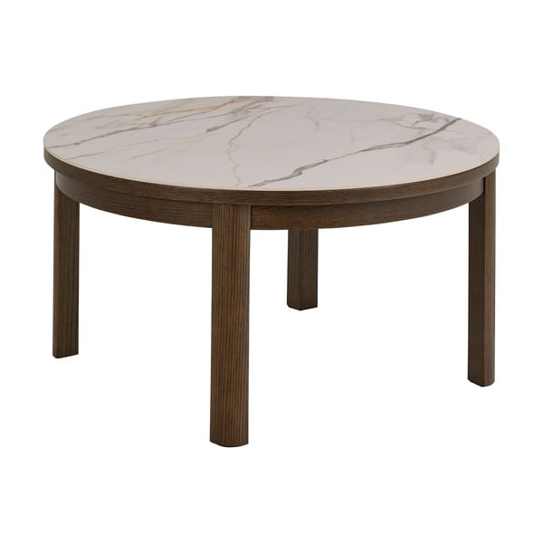 Béžový/tmavě hnědý kulatý konferenční stolek s keramickou deskou ø 90 cm Southampton – Actona