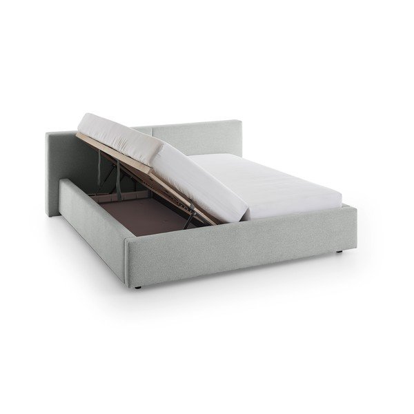 Šedá čalouněná dvoulůžková postel s úložným prostorem s roštem 140x200 cm Cube – Meise Möbel-image-4