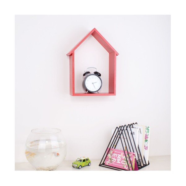 Červená dřevěná nástěnná polička North Carolina Scandinavian Home Decors House-image-1