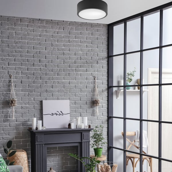 Černé stropní svítidlo se skleněným stínítkem - LAMKUR-image-2