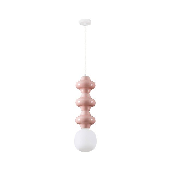 Bílé/světle růžové keramické závěsné svítidlo se skleněným stínidlem ø 18 cm Clio – Nova Luce