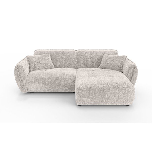 Béžová žinylková rohová pohovka (pravý roh/s lenoškou) Nelia – Ropez