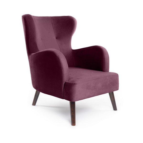 Fialové sametové křeslo ušák Noemye – Bonami Selection