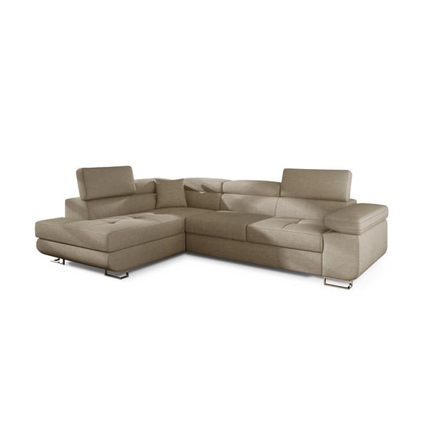 Béžová rozkládací/s úložným prostorem rohová pohovka (levý roh/do L) Anton – ELTAP-image-2