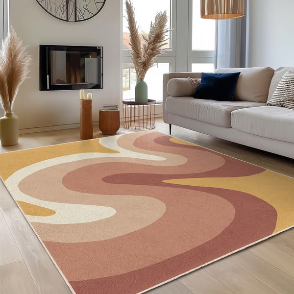 Okrově žlutý/starorůžový pratelný koberec 120x180 cm Strawberry Creamsicle – Mila Home-image-3