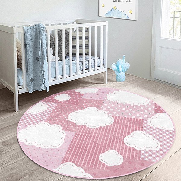 Růžový dětský koberec ø 100 cm Comfort – Mila Home-image-2