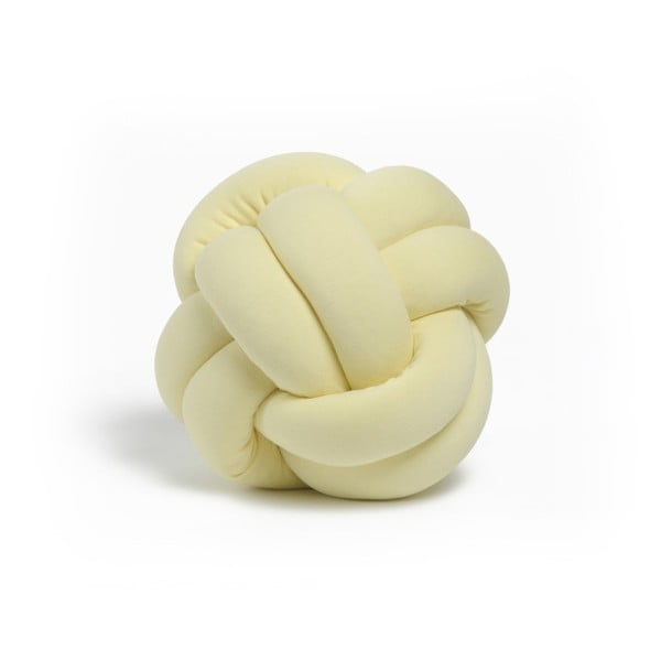 Světle žlutý polštář Knot Decorative Cushion, ⌀ 25 cm