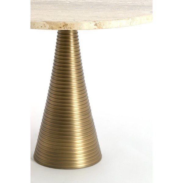 Kulatý konferenční stolek s deskou z kamene v bronzové barvě/ve světle přírodní barvě ø 50 cm Bahia – Light & Living-image-3