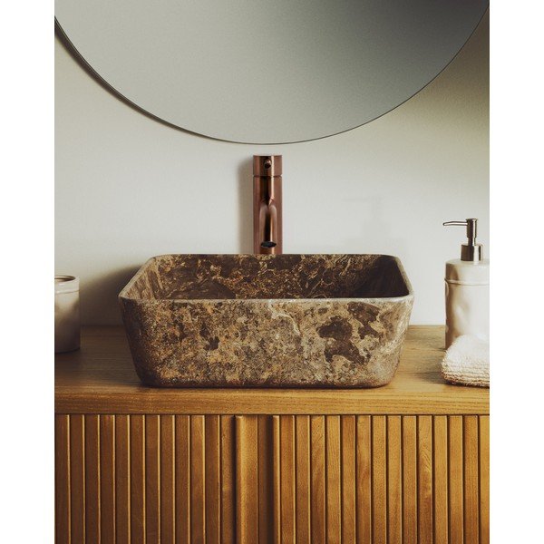 Šedé kamenné umyvadlo 40x40 cm Darnen – Kave Home-image-1