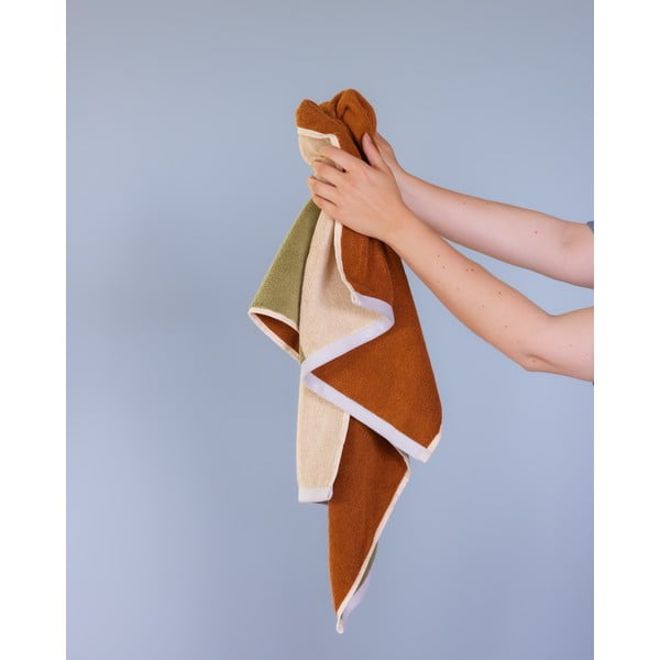 Hnědý froté bavlněný ručník 50x100 cm Block – Hübsch-image-2