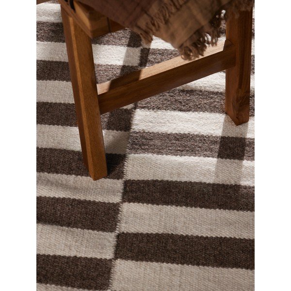 Bílý/hnědý oboustranný/ručně tkaný vlněný běhoun 80x200 cm Vika – Hanse Home-image-2