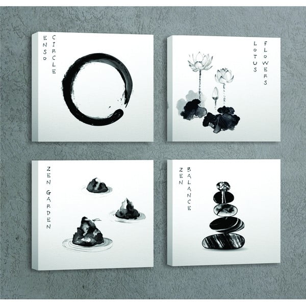 Obrazy v sadě 4 ks 30x30 cm Japanese Zen – Wallity-image-1
