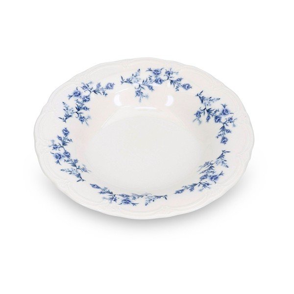 Bílý/modrý hluboký  porcelánový talíř ø 23,5 cm Retro – BonBistro