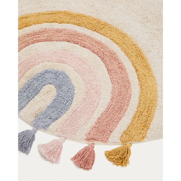 Slonovinový pratelný/ručně tkaný bavlněný dětský koberec ø100 cm Tadea – Kave Home-image-4