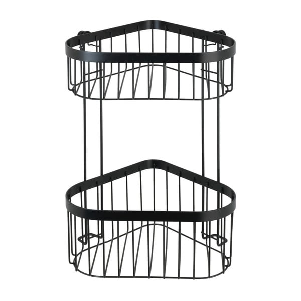 Černý nástěnný dvoupatrový rohový košík Wenko Classic Plus-image-3