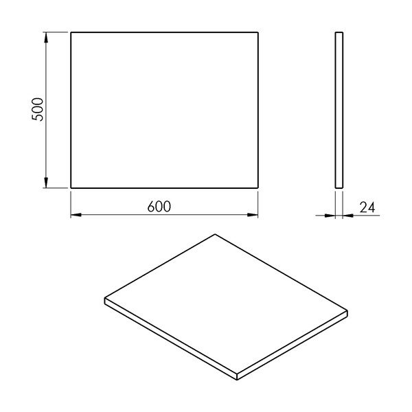 Bílá deska pod umyvadlo 60x50 cm Plato – Sapho-image-2