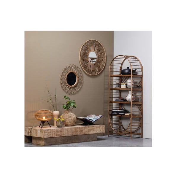 Nástěnné zrcadlo s bambusovým rámem ø 76 cm Obi – WOOOD-image-2