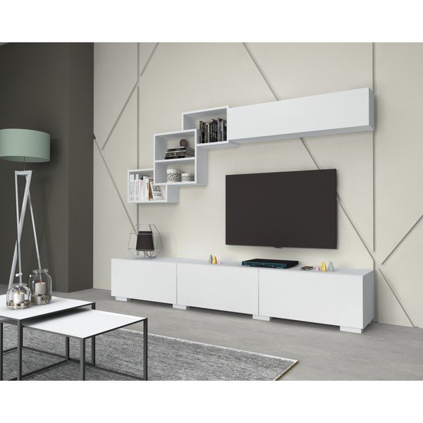 Bílý TV stolek 210x40 cm Fly – Gauge Concept