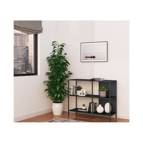 Černá kovová knihovna 100x80 cm Charleston – Støraa-image-3