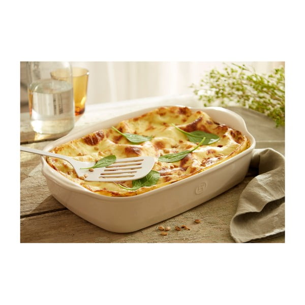 Krémová keramická obdélníková zapékací mísa Emile Henry Ultime, 36,5 x 23,5 cm-image-3