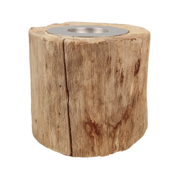 Svícen z neopracovaného teakového dřeva HSM collection Antique, výška 10 cm-image-1