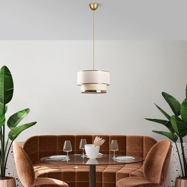 Závěsné svítidlo v krémovo-zlaté barvě s textilním stínidlem ø 30 cm Cake – Opviq lights-image-3