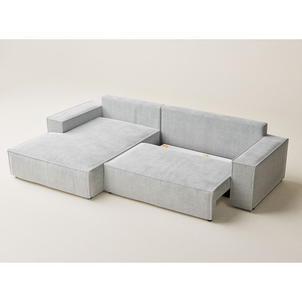 Světle šedá žinylková rozkládací/s úložným prostorem rohová pohovka (levý roh/s lenoškou) Maze – Maison de Rêve-image-4