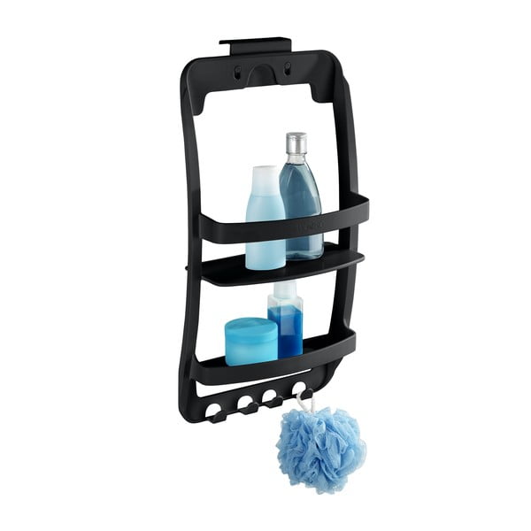 Černá závěsná/bez vrtání plastová koupelnová polička Universal – Wenko