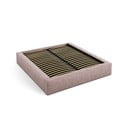 Světle růžová čalouněná dvoulůžková postel s úložným prostorem s roštem 140x200 cm Simon – Micadoni 