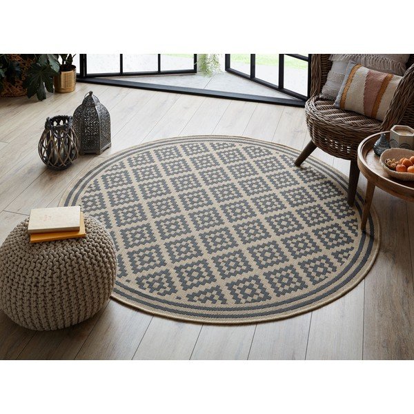 Šedo-béžový kulatý venkovní koberec ø 160 cm Moretti - Flair Rugs-image-2