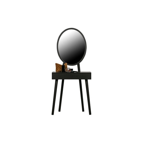 Černý toaletní stolek s nohami z borovicového dřeva WOOOD Vanity-image-2