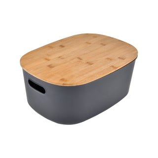 Antracitový plastový úložný box s víkem 24x18x12,5 cm – Homéa