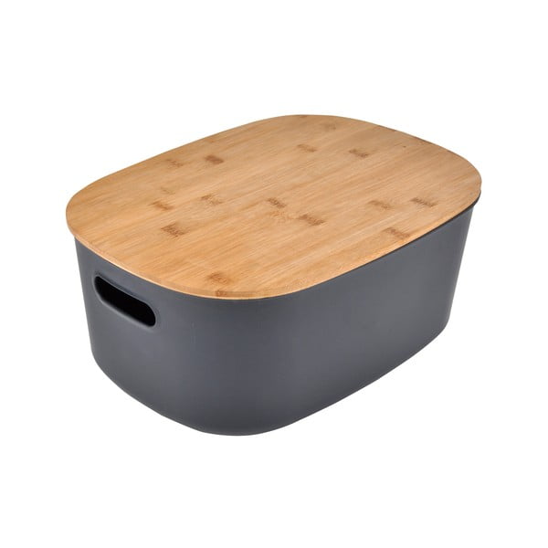 Antracitový plastový úložný box s víkem 24x18x12,5 cm – Homéa