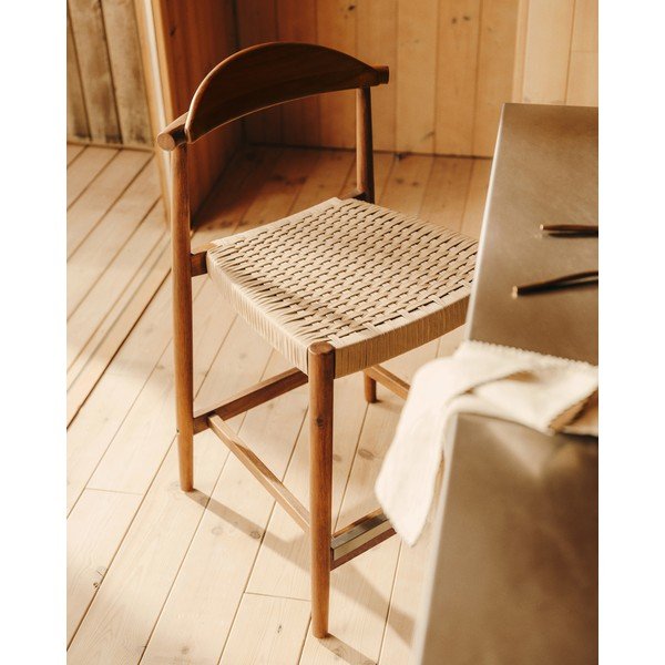 Hnědá dřevěná zahradní barová židle Nina – Kave Home-image-2