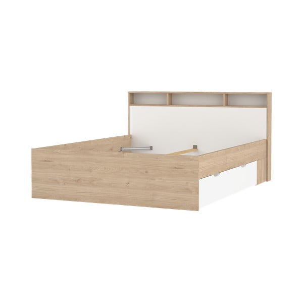 Dvoulůžková postel v dekoru dubu s úložným prostorem bez roštu 160x200 cm v přírodní barvě Ikast – Tvilum-image-4