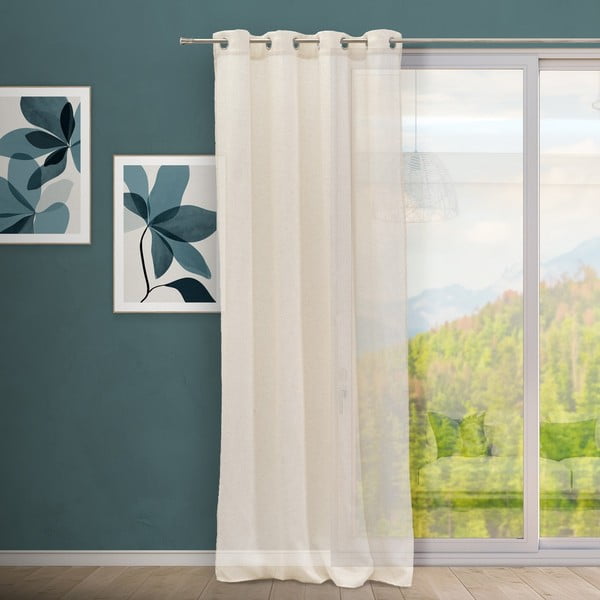 Béžová záclona s příměsí lnu 140x260 cm Fifties – Casa Selección-image-1